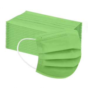 Маска одноразовая 3-х слойная зеленая на резинке (50 шт/уп)
